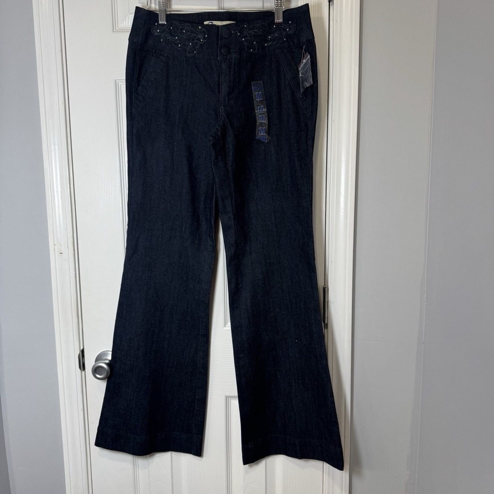 Boom Boom Jeans Women's Juniors Denim Pants Mid Rise Wideleg Blue 11 Y2K New